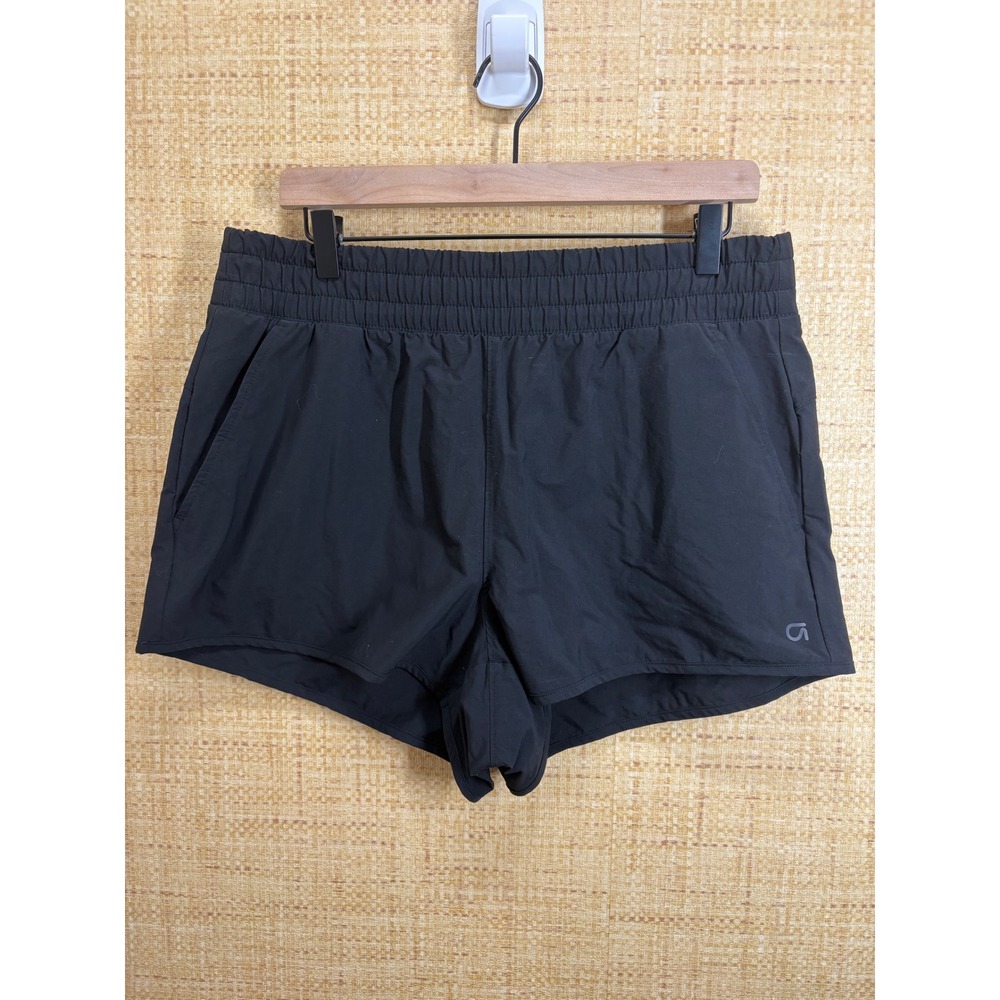 GapFit Womens Black Active Running Shorts Smocked Elastic Waist Pockets Size L